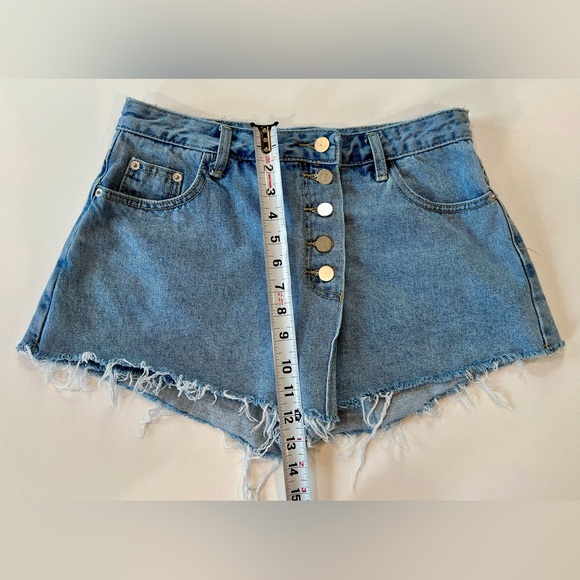 PINKYOTTO Denim Shorts New York Denim Frayed Skort Pockets Y2K - Picture 4 of 11